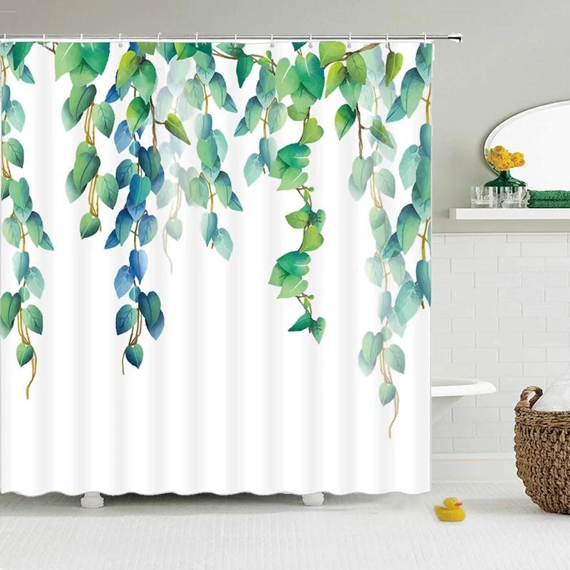 Modern Forest Shower Curtain Green Plant Tree Landscape Shower Curtain Bathroom Waterproof Bathroom Decor Cortina De La Ducha
