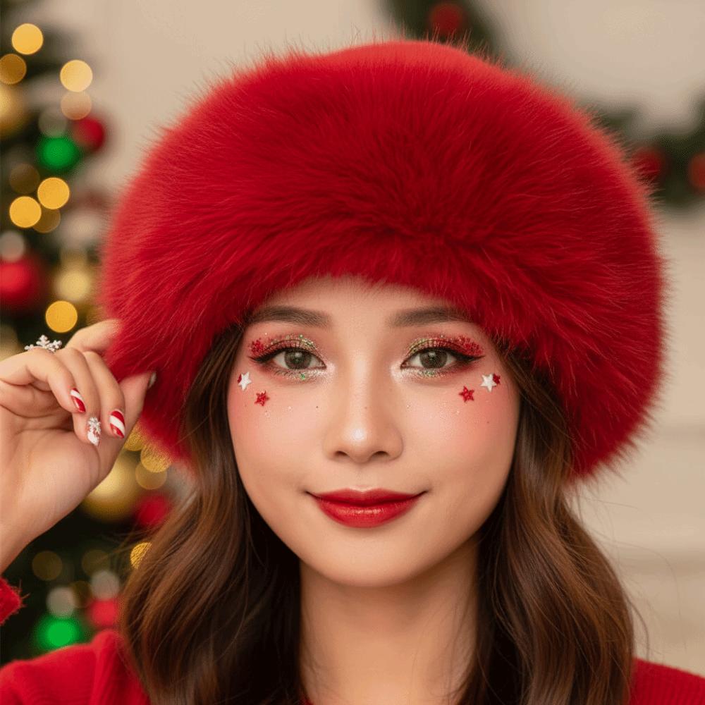 Thick Plush Fluffy Trapper Cap Faux Fur Plush Bucket Hats Christmas Fur Hat Festival Party
