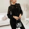 New Autumn/Winter Women's Solid Lace Spliced Blouse