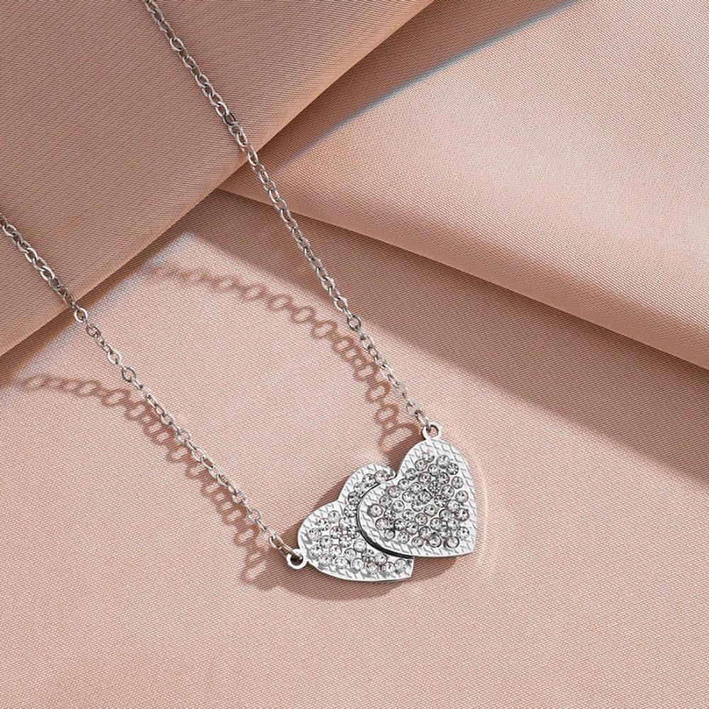 

Gold Silver Love Heart Pendant Necklace Magnetic Heart Necklace Love Inspired Choker Couple срібний