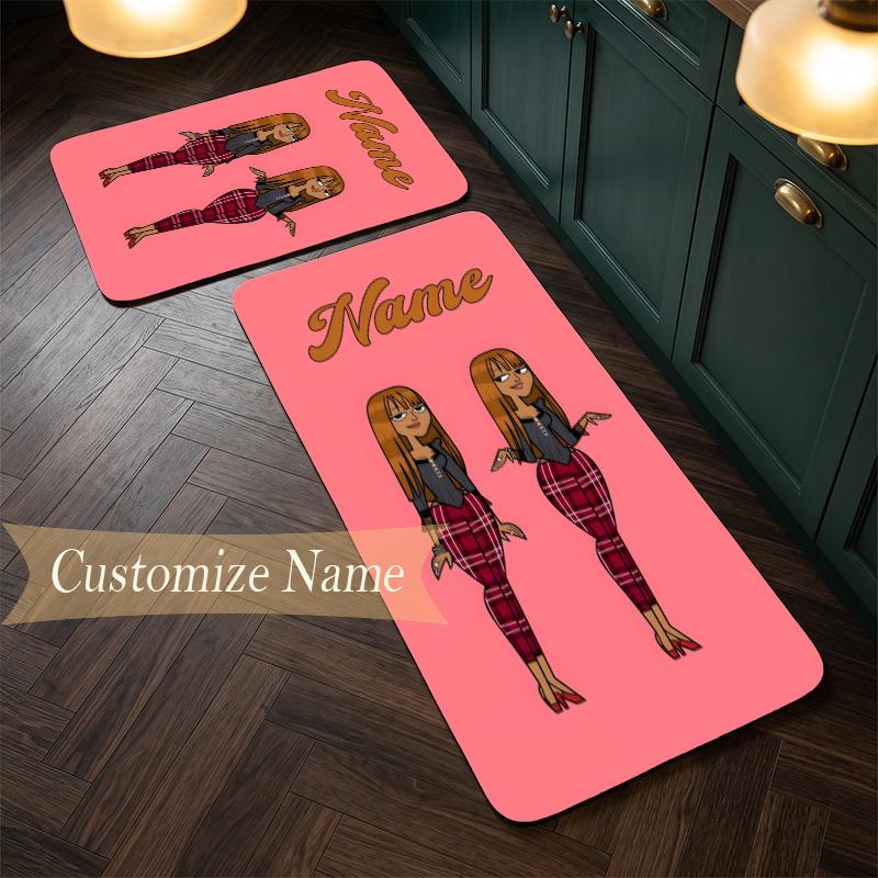 Pinkpantheress (1) Customize Name Flannel Kitchen Mat Soft Non-Slip Kitchen Floor Runner Rug for Home Kitchen Decor