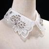 Fashionable Embroidery Floral Beaded Lace Fake Collar for Women Lapel Ruffled Organza Removable Collar Dress Accessory