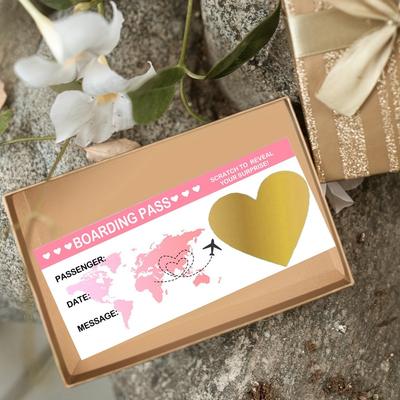 Skrapkort Flygbiljettset - Boardingkort med Kuvert för Reseöverraskningspresenter