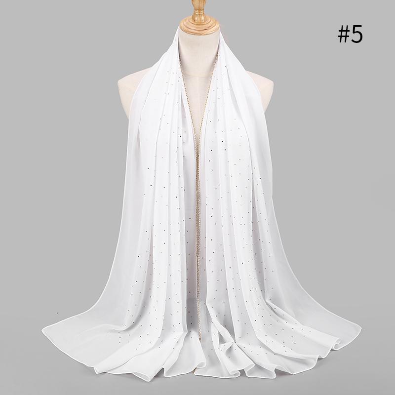 Muslim Rhinestone Hijab Scarf Gold Zipper Hijab Chiffon Plain Headwrap Long Shawl Headscarf Islamic Foulard
