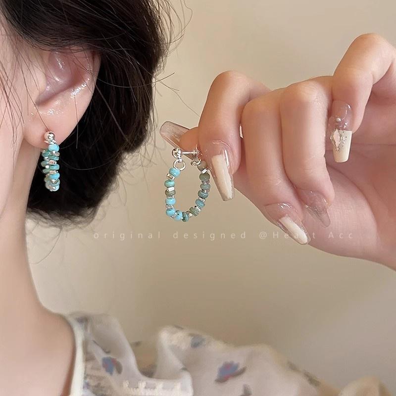 IF ME Colorful Beads Hoop Earrings Artificial Pearls Crystal Bow Butterfly Gold Silver Earings for Women Hypoallergic Accessories Jewelry