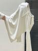 Women's Versatile White Half-Zip Round Neck Long Sleeve T-Shirt for Spring/Autumn