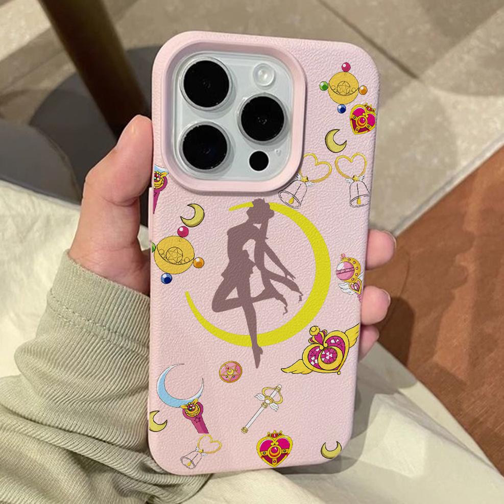 

Anime S-Sailors M-Moons Lichee leather pattern Phone Case For Samsung S26 S25 S24 S23 S22 S21 S20 S10 Plus FE Ultra 4G 5G Samsung M56 5G