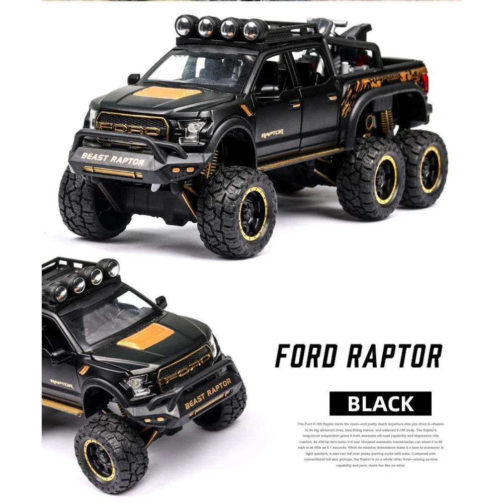 1/24 FORD Pickup Trucks for Boys F150 Raptor Diecast Metal Model Car with Sound and Light for Kids Age 3 Year and Up Blue