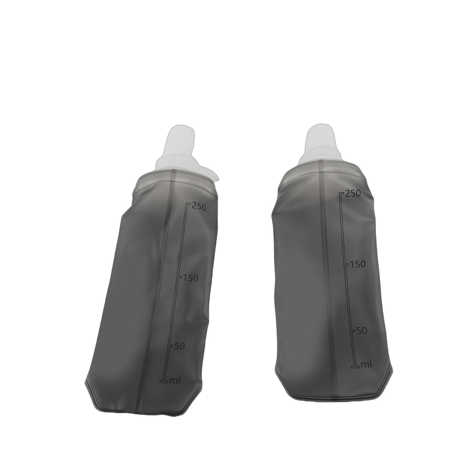 2PCS Soft Flask TPU Foldable Leakproof Soft Water Bottle with Dust for Cycling Running Hiking Hydration