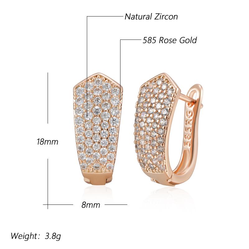 Rose Gold Color English Earrings For Women Full Shiny Natural Zircon Accessories Wedding Jewelry Valentines Gifts