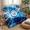 Manchester City Theme Blanket Soft Flannel Blanket Plush Throw Blanket Cozy Sofa Bed Blanket for Home Decor