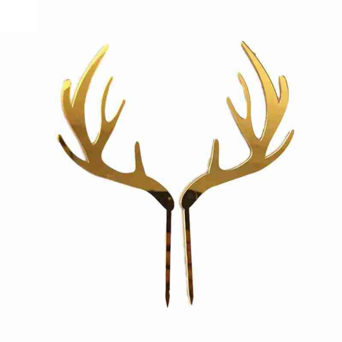 

Новогодняя елка акриловая золото серебро рождественское украшение топпер для торта принадлежности для вечеринки оленьи рога D