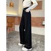 Wide-leg jeans women's denim blue velvet autumn and winter, loose high-waisted and thin elastic straight floor pants