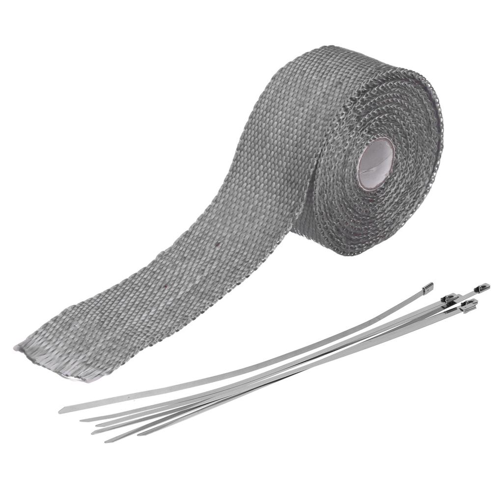 5m Exhaust Heat Wrap Insulation Tape Glass Fiber with Alloy Steel Tie for Car Motorcycle