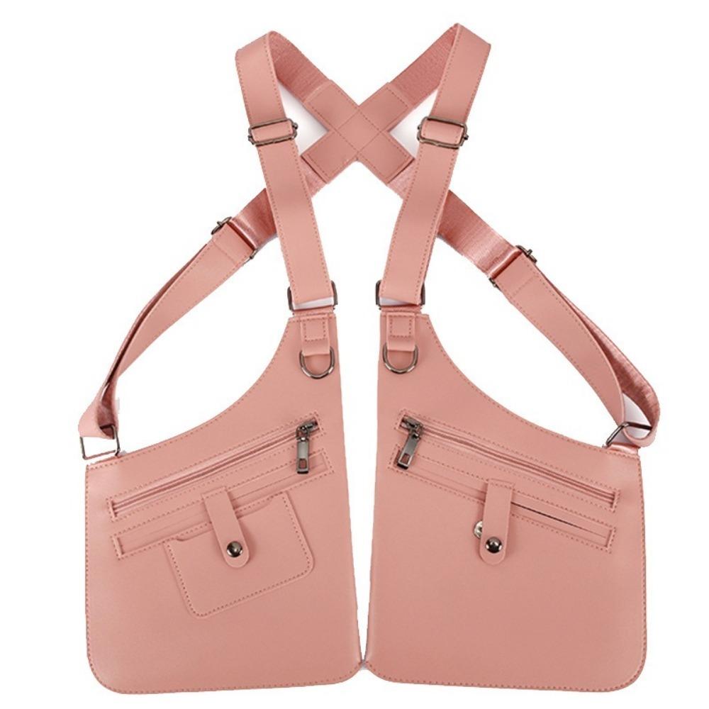 PU Leather Vest Bag Adjustable Shoulder Straps Underarm Strap Wallet Pocket Travel Leisure