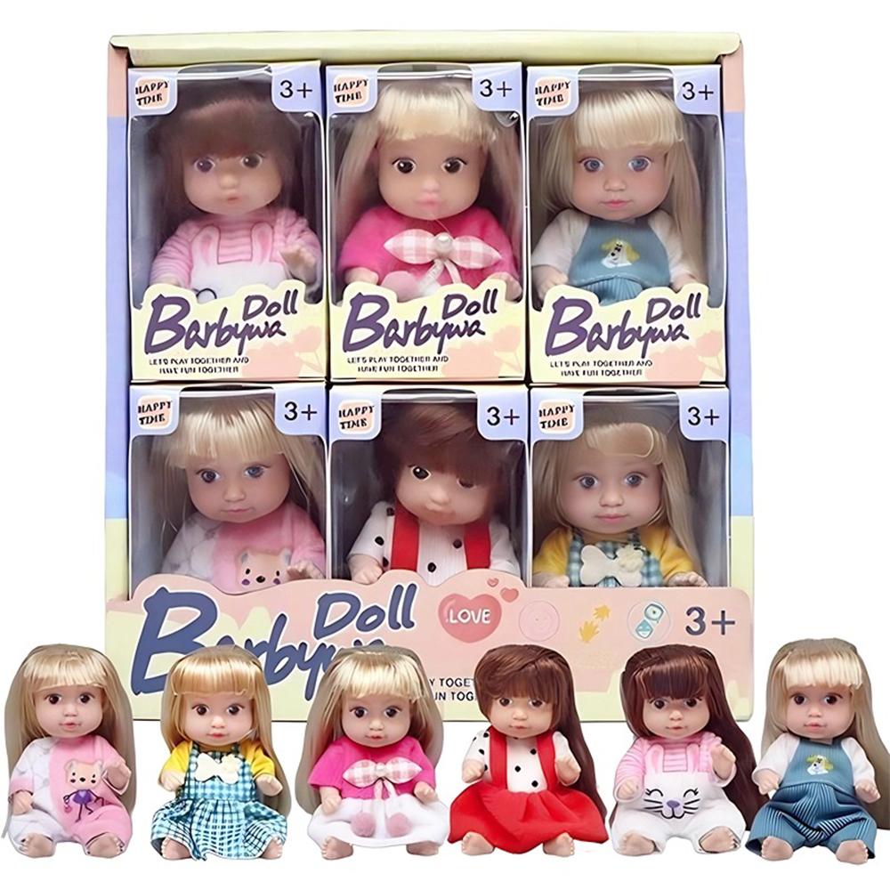 6Pcs Reborn Doll Toy Kit, Simulation Princess Dolls Toy, Mini Cute Sleeping Baby with Clothes Accessories, Birthday Gift for Kid