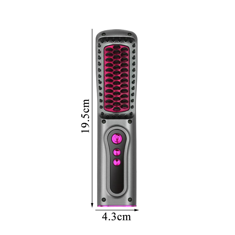 USB Rechargeable Portable Negative Ion Hair Straightener Brush for All Ages