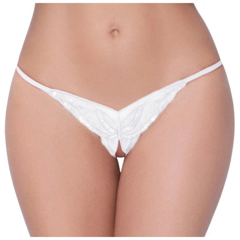 Sexy Dessous Damen Höschen Spitze Pailletten Stickerei Geöffneter Gabelung Slips Tanga Transparent T Hosen Unterwäsche Damen Pantys