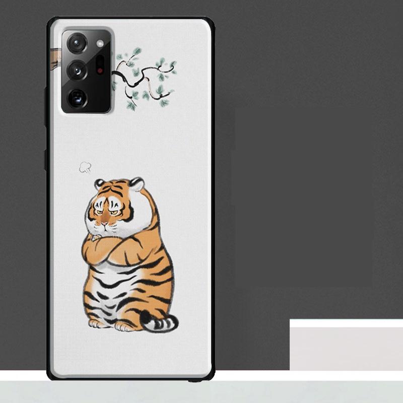 Fat Tiger Cartoon Funny Case For Samsung Galaxy S24 Ultra S23 S22 S21 S25 Ultra S9 S10 S20 Plus S25 FE Phone Cover