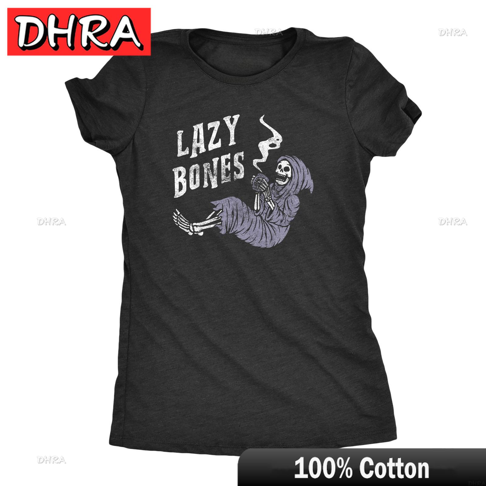

Womens Lazy Bones T Shirt Funny Relaxing Spooky Halloween Skeleton Tee for Retro Aesthetic Casual Top Funny Short Sleeve Tee 4XL