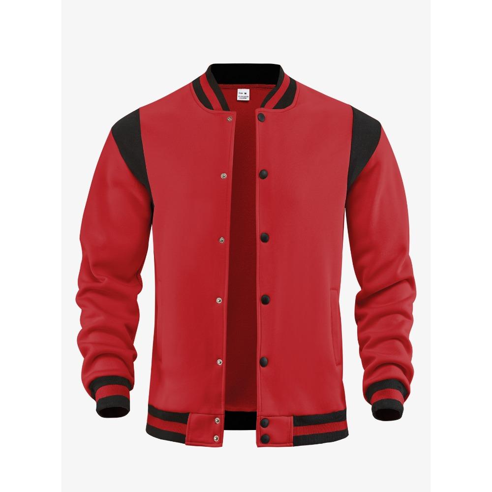 Casual Sports High-Street Fleece-Lined Cardigan Patchwork Stand-Up Collar Aviator Baseball Jacket Men’s Aviator Jacket