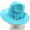 Fedora Fiocco Nuovo Blu Lago Cappello Nuovo Monocromatico Moda Primavera Unisex Cappello Jazz Cappello Fedora Gorras