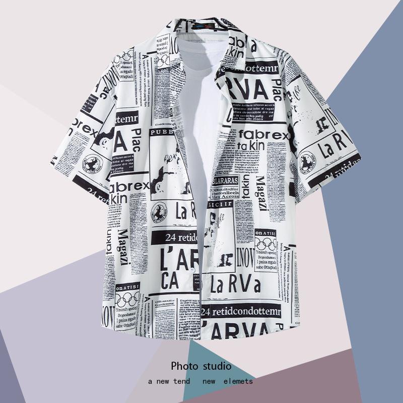 Summer Beach Floral Men'S And Women'S Thin Shirts Trendy Hawaiian Port Style Loose Tie-Dye Short-Sleeved Couple Shirts