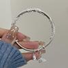 Blooming Flowers Adjustable Pure Silver Women's Bangle - Simple Fashion Bracelet