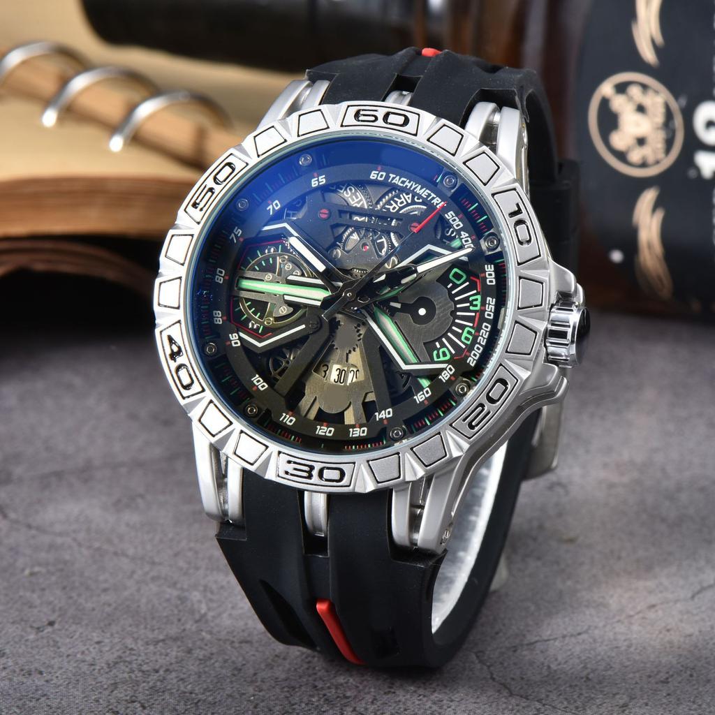 2025 New Business Leisure Large Dial Six-Pin Multifunctional Quartz Watch Personalized Men's Watch Engraved Pattern Watch