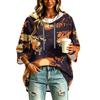 Women's Fashionable Three-Quarter-Sleeve Halloween-Printed Hooded Pullover