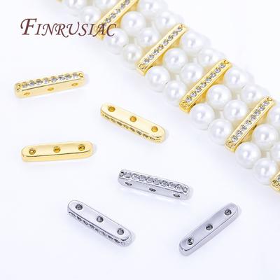 1/2/3 Piezas Latón Chapado en Oro de 18 Quilates con Separadores de Circonita Barra, Barra Separadora Plana, Suministros Para Joyería, Accesorios para Pulseras y Collares DIY