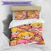 3pcs Duvet Cover Set (1*Duvet Cover + 2*Pillowcase, Without Core), Princess Peach Toadstool Print Bedding Set, Bedroom Decor, All‑Season, Birthday Gif