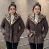 Women's new leopard print cold windproof lightweight thickened fluffy warm loose high-quality fabric casual sports Parker cotton jacket