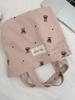 Cozy Corduroy Bear Tote Bag For Women In Soft Colors Ideal For Work And Outings