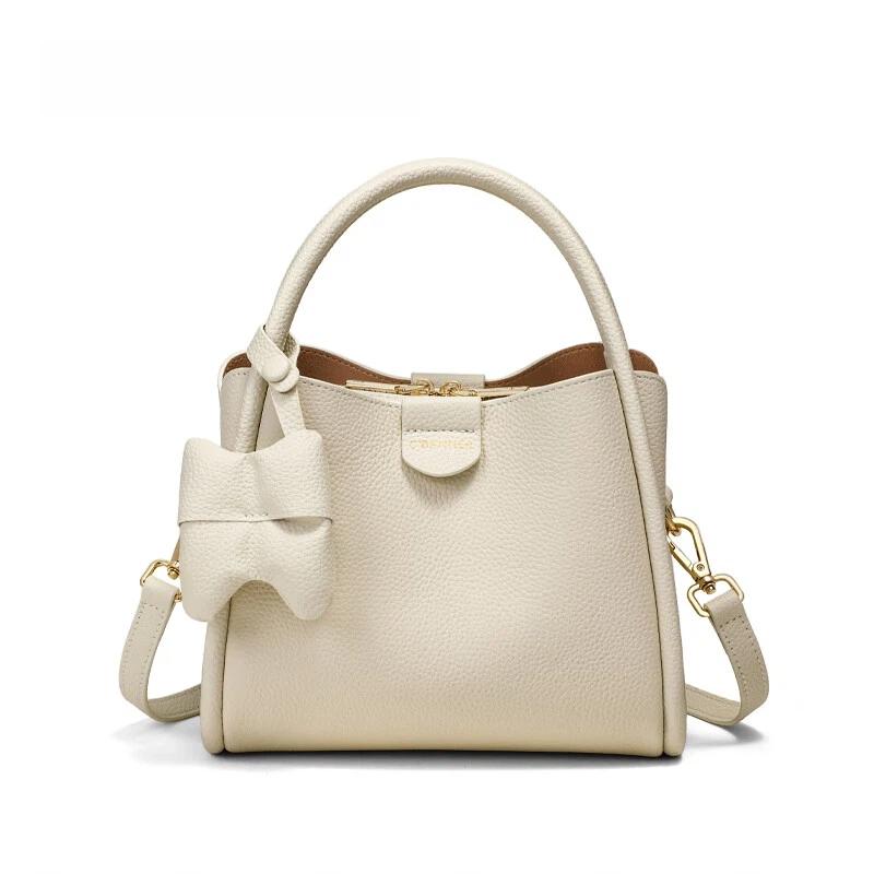 C.BANNER Crossbody Bag, Top-Grain Leather Handbag, Shoulder Bag, White