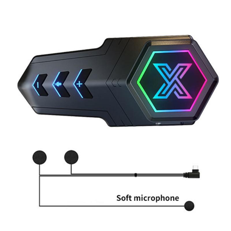 1000mah Motorcycle Helmet Headset Stereo Bluetooth 5.3 Handsfree Earphone 3D Heavy Bass Headphone RGB Waterproof Noise Reduction