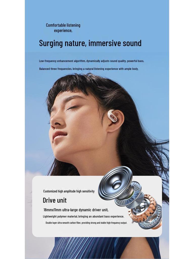 2025 AI Bluetooth Earbuds S911: Ear-hook, Long Battery, Digital Display, Noise Reduction