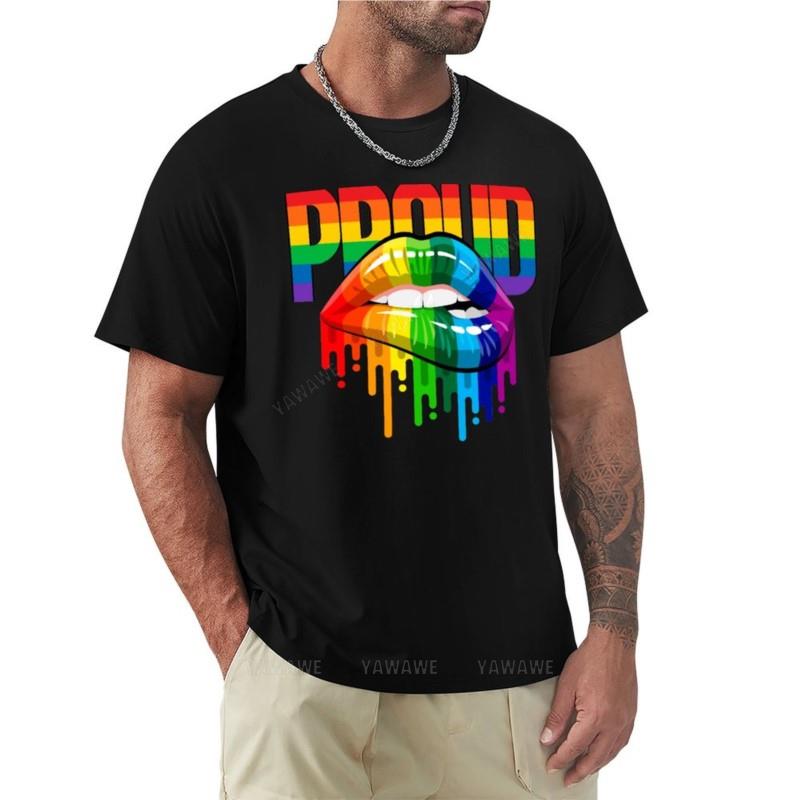 Proud Rainbow Lips Pride Tshirt Plus Size T Shirts Tshirt For A Boy Aesthetic Clothes Black Tshirts For Unisex