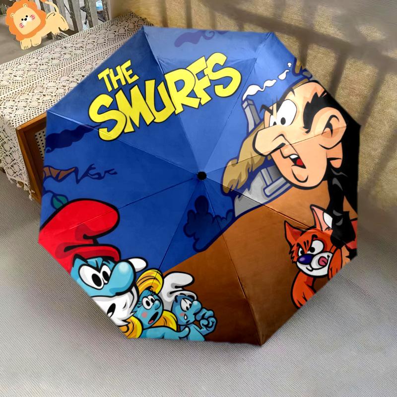 Smurfs Winter Ski Lift Folding Umbrella Suitable For All Seasons 8 Paraphenoid Bones Travel Printing Gift