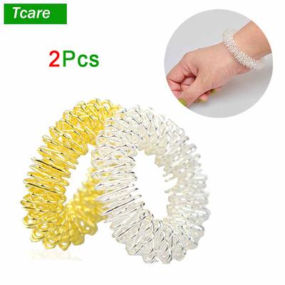 Tcare 2 Stück Silber Massage Ring Edelstahl Handgelenk Hand Akupunktur Armband zur Entspannung Gesundheitsvorsorge