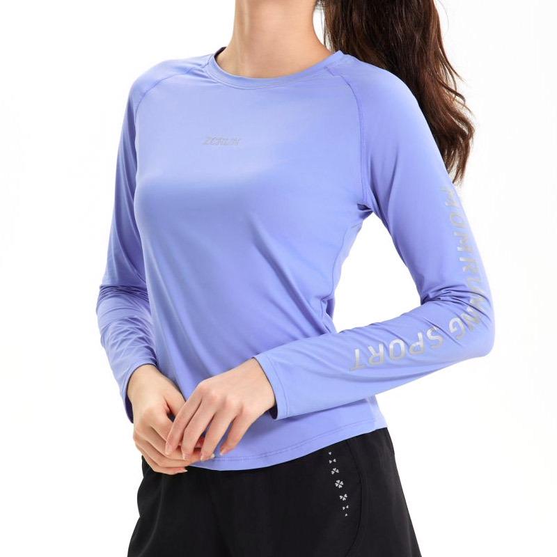 Ice Silk Long Sleeve Women's Quick-Dry Yoga Running Fitness Top - Slim Fit, Round Neck T-Shirt for Spring, Summer, Autumn