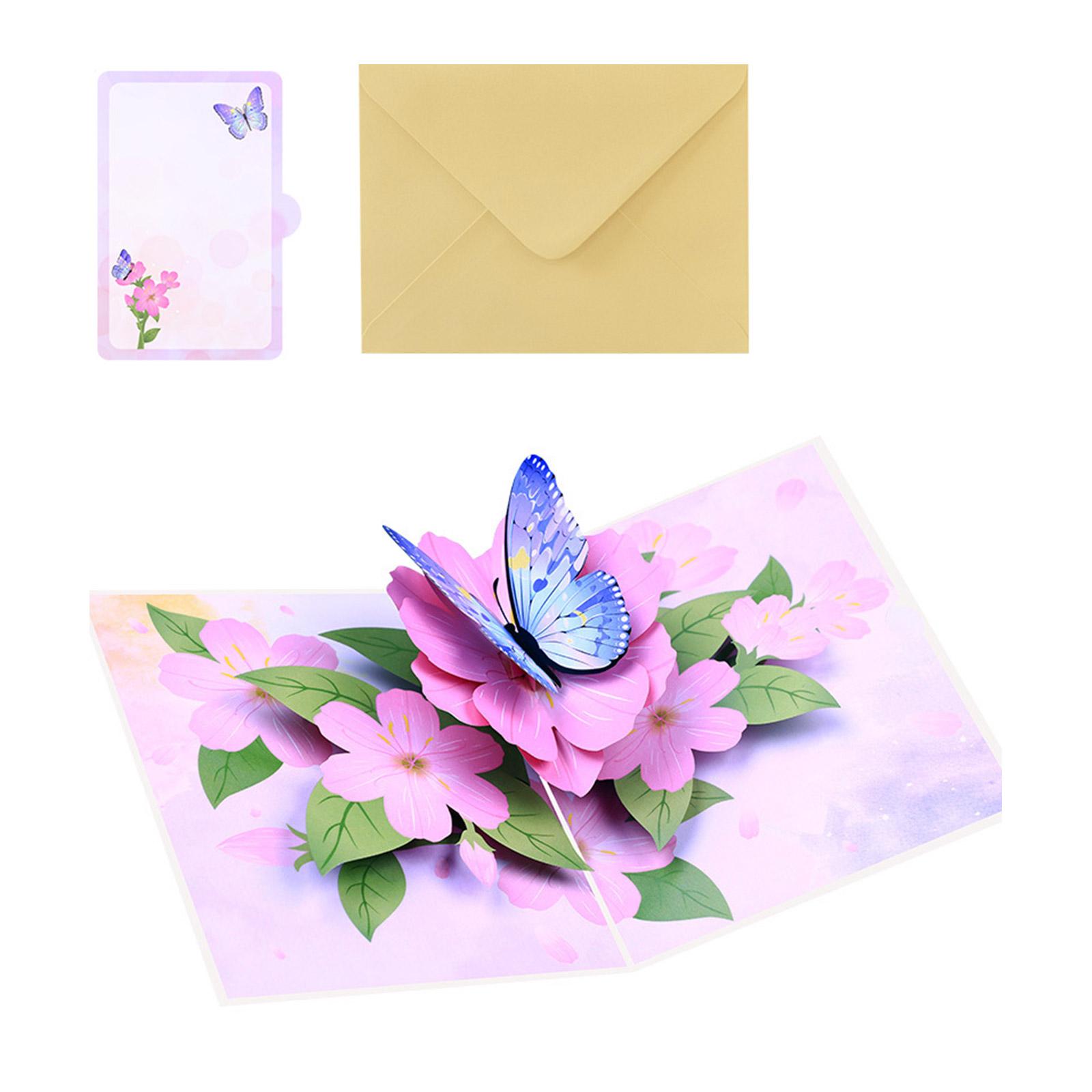 

Greeting Card with Envelope Florals and Butterfly 3D Popup Paper Card Birthday Card for Mother Wife Girlfriend Daughter