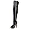 Sexy Thigh High Boots Women Shoes Fashion Peep Toe Over the Knee Boots Female Large Size Zipper Black White Fetish Dance Shoes