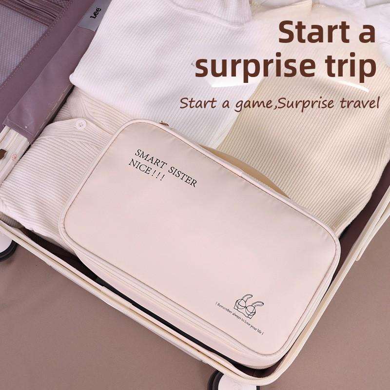 Reiseaufbewahrungstasche Tragbare Unterwäsche Strumpfhose, Socken Organisationstasche, Doppelschichtige Große Kapazität Gepäcktasche Reiseutensilien