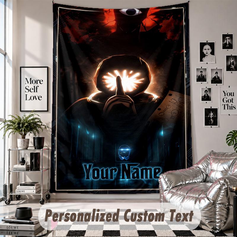 Wall Hanging Tapestry With Custom Name & Text, Doors Decorative Tapestry For Bedroom