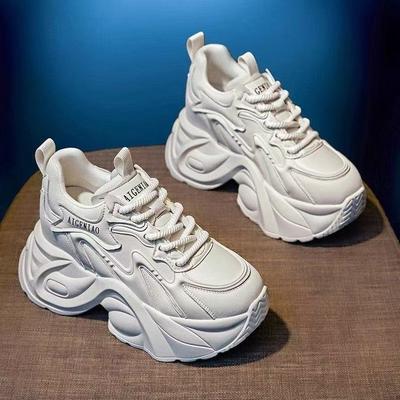 New Fashionable Women's Sneakers Trendy Versatile Casual Shoes Thick Soled Height Increasing Breathable Sports Running Shoes