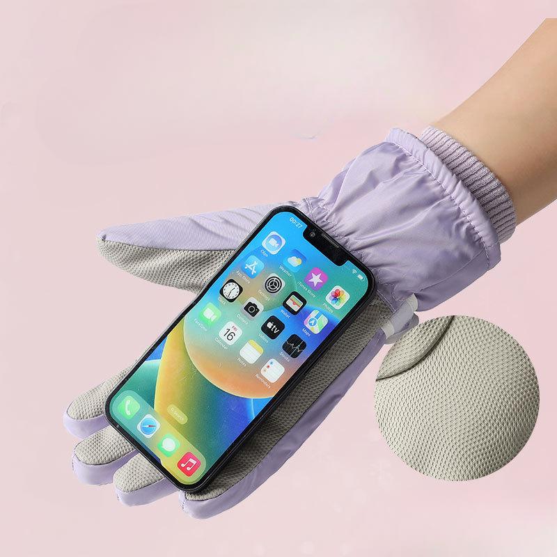 Winter Ski Gloves Plus Velvet Thickened Women's Outdoor Cycling Windproof Water Splashing and Anti Slip Touch Screen Warm Gloves