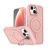 KEYSION Lens Stand Magnetic Phone Case for MagSafe for iPhone 13 14 15 Pro Max 15 Plus Matte Translucent Shockproof Back Cover