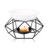 Geometric Iron Ceramic Essential Oil Aroma Burner Candle Holder Home Office Decoration