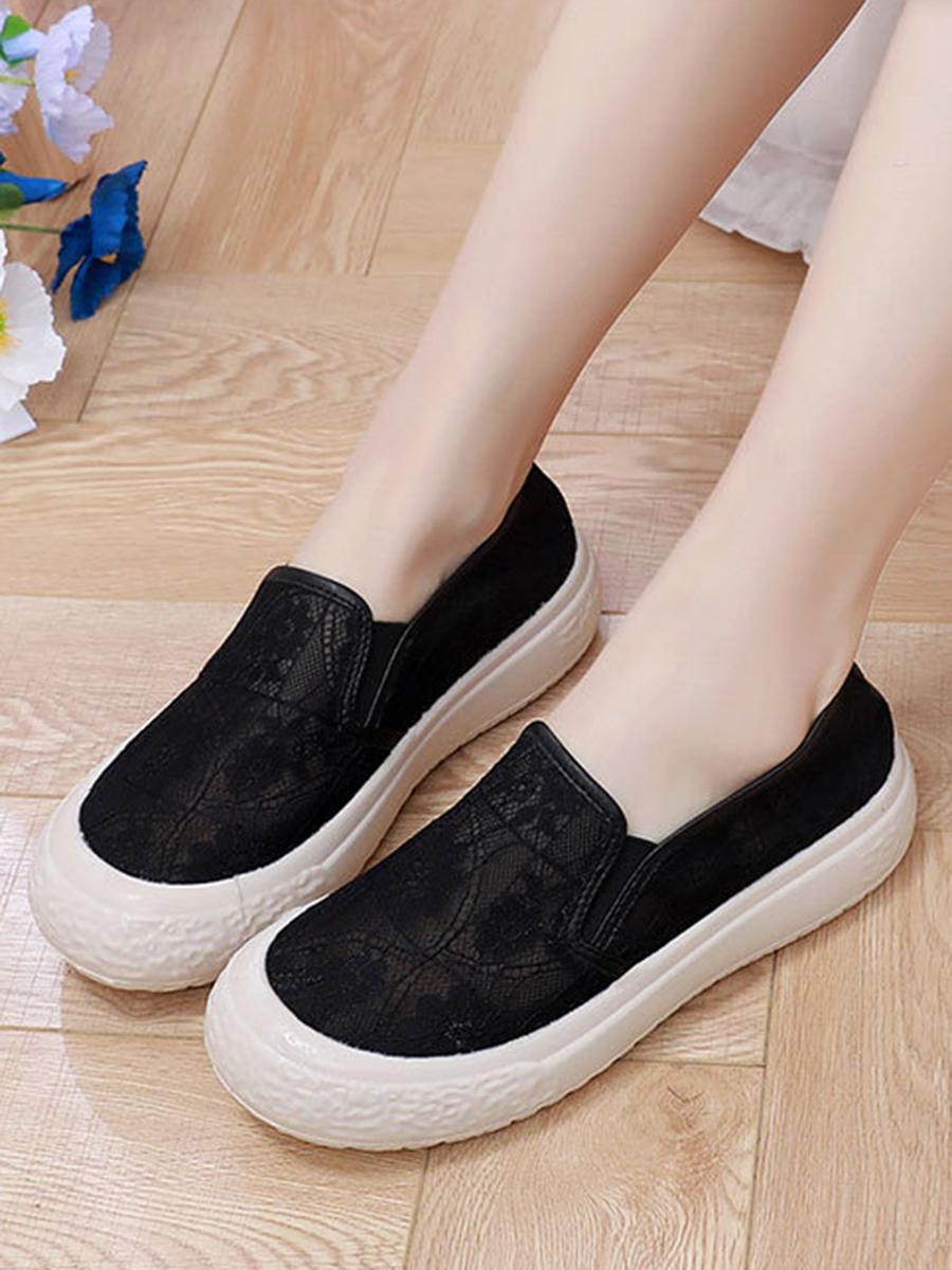 

Весна-лето Женские дышащие сетчатые туфли женские легкие туфли без застежек женские повседневные нескользящие удобные туфли для ходьбы 39 чёрный